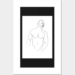 Male Torso Line Drawing Posters and Art